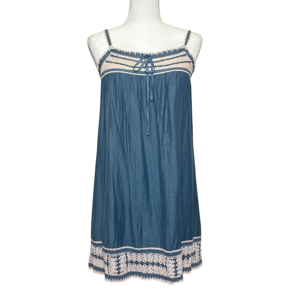 BCBGMaxAzria Mini Slip Dress Women's XS Blue Coquette Fairy Feminine Lacy